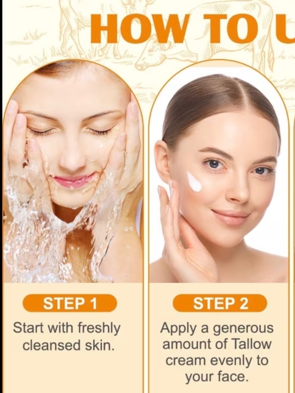 Whipped Tallow Cream Face & Body Moisturizer - White with Orange Accents - Picture 5 of 8